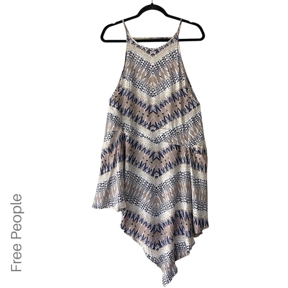 FREE PEOPLE | NWOT STRAPPY ASYMMETRICAL SLIP DRESS DEEP V BACK PURPLE TAN | XS